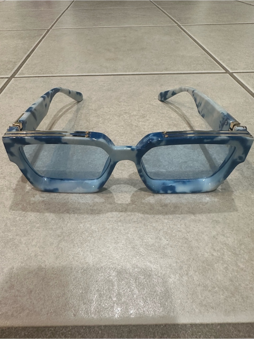 Blue Marbled Square Women’s Sunglasses